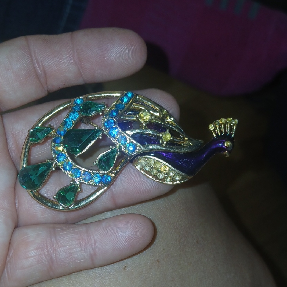 Colorful Peacock Brooch